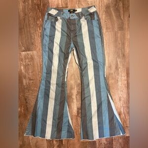 Lucky and blessed Striped Flared Women Jeans Size: 12